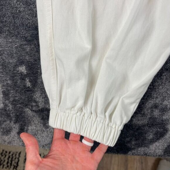 POL Crochet Pocket Baggy White Joggers Pants Drawstring Women's L Boho Cargo - Picture 5 of 13